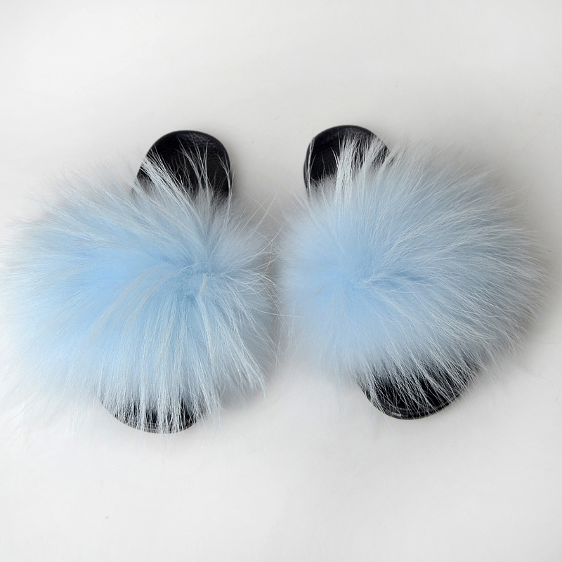 light blue fluffy sliders